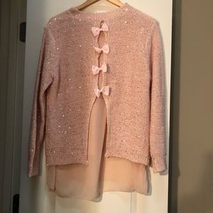 Pink Sequin Sweater with bows